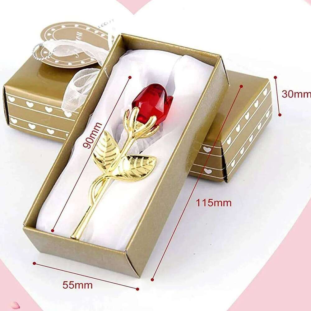 1pc Glass Rose Mini Crystal Flower Artificial Flowers Room Ornament Office Desktop Decoration Wedding Party Valentine's Day Gift S260204