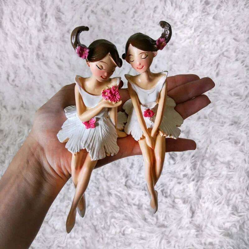 2pcs/set Beautiful Angel Resin Craft Festival Gift Fairy Kawaii Home Figurines Accessories Desk Decoration S260204