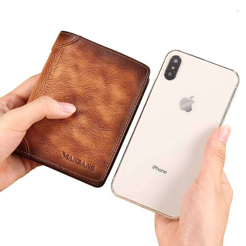 ManBang HOT Genuine Leather Men Small Mini Card Holder Male Wallet Pocket Retro purse wallet for men High Quality Z260205