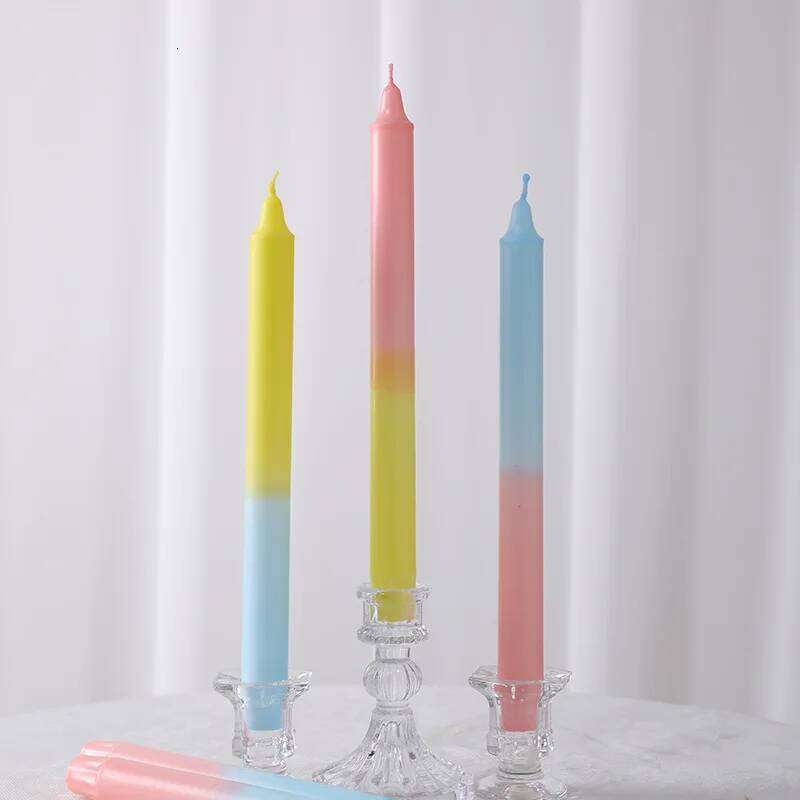 2pc 20/25cm European-style Pole Two-color Soybean Mixed Wax Smokeless Long Candle For Banquets Atmosphere Decoration S260204