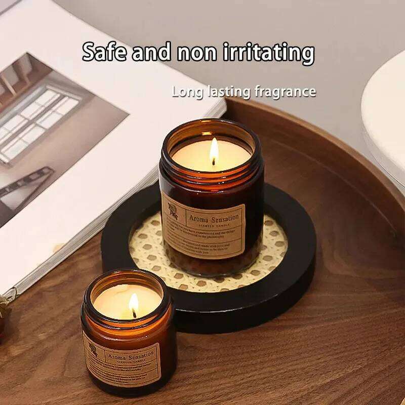 1pcs Brown Glass Cup Aromatherapy Candle Smokeless scented candle Suitable for Home Decoration Birthday Valentine's Day Gift H260205