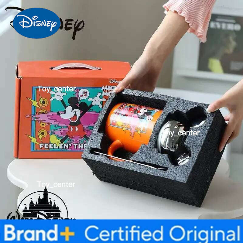 Disney Mickey mug, cute cartoon, personalized creative stylish ceramic with lid, large capacity office coffee cup, birthday gift H260205