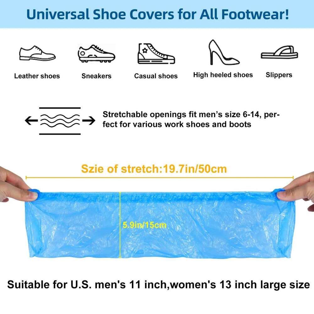 100PCS disposable waterproof shoe covers, stain-proof, durable, dust-proof and rainy days, suitable for home, office, laboratory S260204