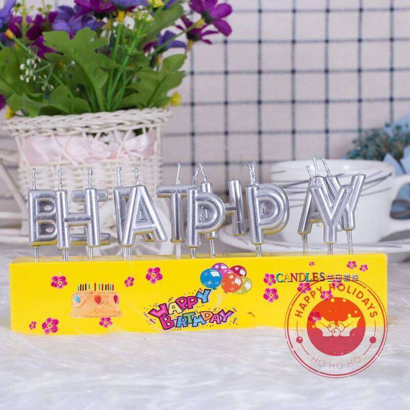 Happy Birthday Pearl Gold Silver Purple Pink Letter Candle Lamp Creative Cake Baking Festival Decorative Products S260204