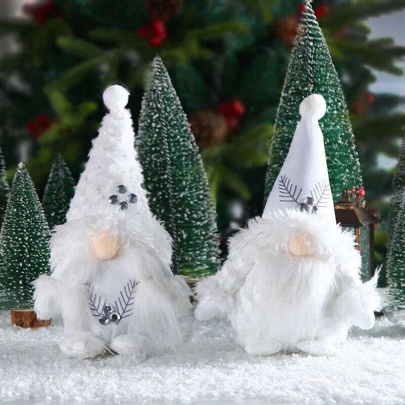 Gnome Christmas Gnomes White Plush Hat Elf Ornament Crafts Decor Doll Supplies For Home Restaurant S260204