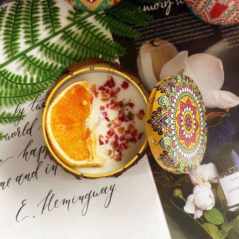 Scented Candles Iron Jar Soy Wax Dried Flower Candle 120g Sleep Soothing Bedroom Bathroom Home Decoration 8 Flavor H260205