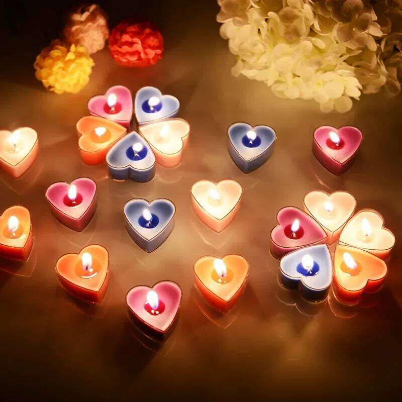9PC/Set Heart Shaped Aromatherapy Xmas Valentine's Day Romantic Birthday Lover Proposal Scene Decor Candles S260204
