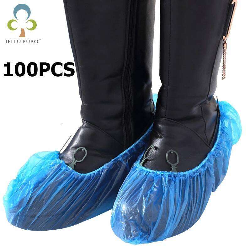 100pcs Disporable Household Dust-proof PE Waterproof Rain Shoe Cover Guest Visit Cleaning Accessories DDJ S260204