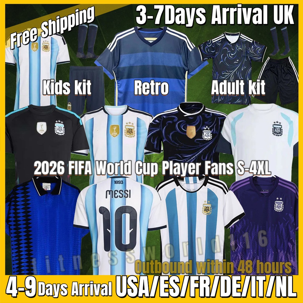 xxxl 4xl 2026 Argentinas 50th football jersey MeSsIs 26 27 soccer jerseys MARTINEZ MARADONA FERNANDEZ DE PAUL E.MARTiNEZ MAC ALLISTER kids Kits sock sets football