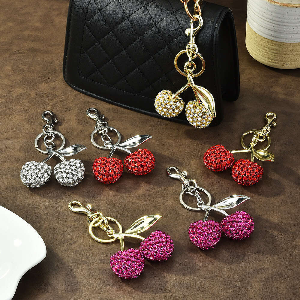 Sale Jewelry Full Diamond Bag Keychain Cross-Border Fruit Cherry Fashion Pendant