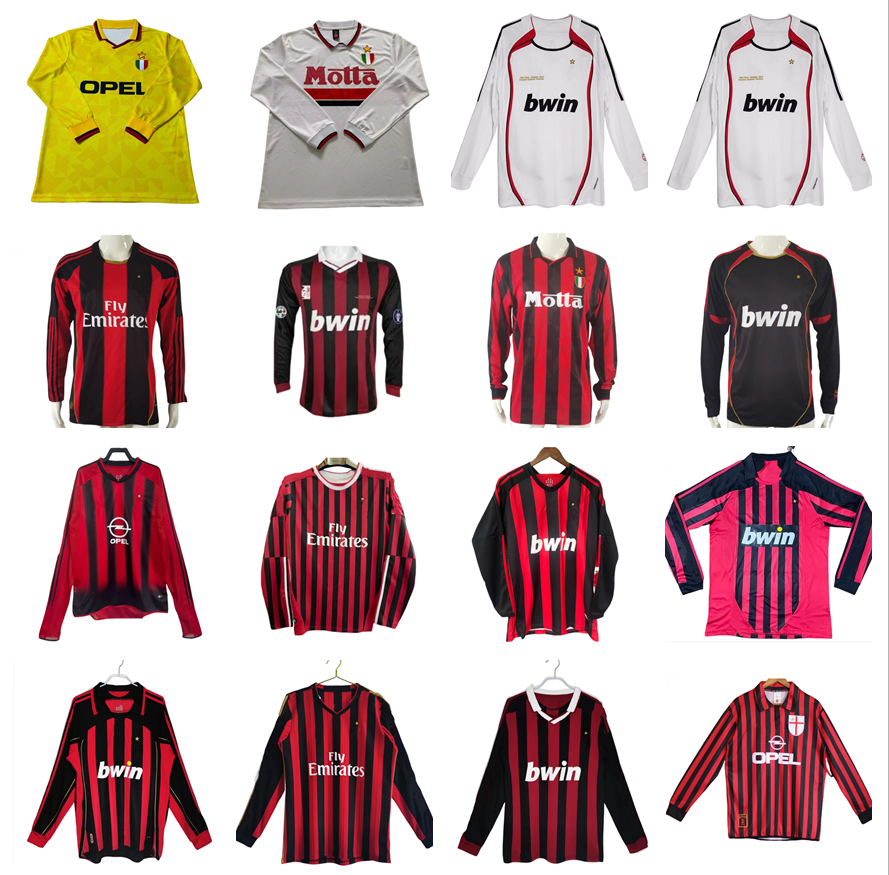 2009 2010 2013 2014 Ac Milanss IBRAHIMOVIC KAKA retro soccer jerseys 93 94 95 06 07 08 09 10 11 Robinho El Shaarawy MALDINI Balotelli vintage football shirt Long sleeves