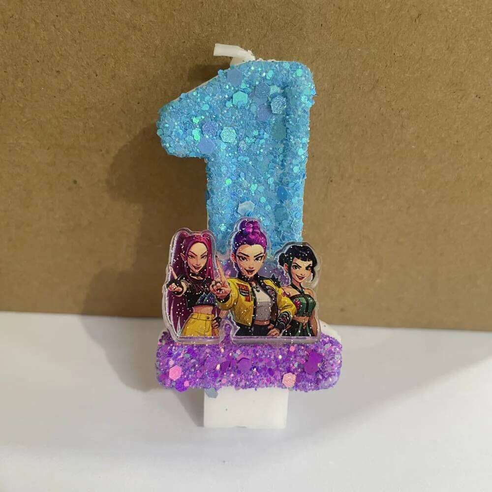 2025 Hot Kpop Demon Hunters Theme Candle 3D Number 0-9 Kids Birthday Cake Decoration Baby Shower Anime Party Accessories Gifts S260204