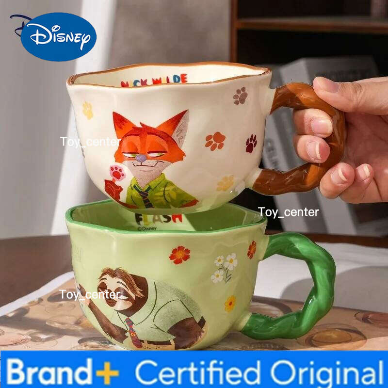 Disney Zootopia Cartoon Anime Couples Mug Cute Ceramic Tea Coffee Printing Milk Cup Set Home Decoration Kawaii Gift for Girls H260205