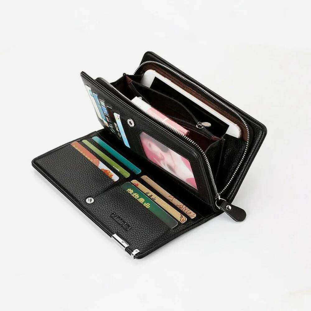 Men's Long Multi-card Slot Card Holder Business Wallet with Zipper Multi Functional PU Leather Coin Purse Man Gift Z260205