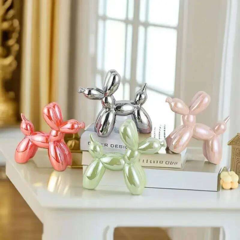 ERMAKOVA 11cm/4.3inch Creative Balloon Dog Abstract Ceramic Ornament Sculpture Figurine Statue Home Office Decoration Gift S260204