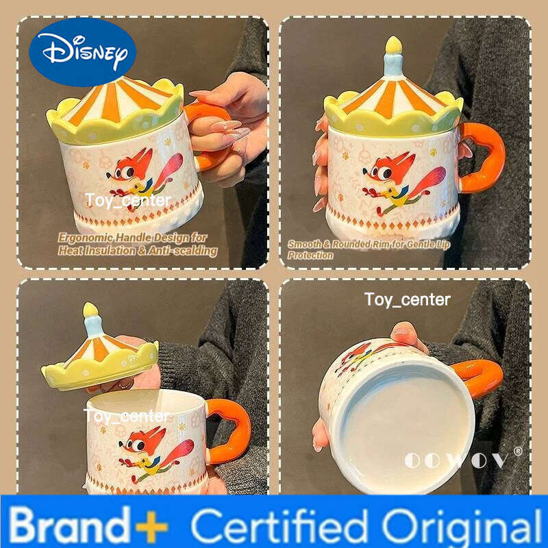 Disney Zootopia Judy & Nick Couple Ceramic Mug With Lid Home Coffee Water Cup Exquisite Box Packed Birthday Gift For Lovers H260205