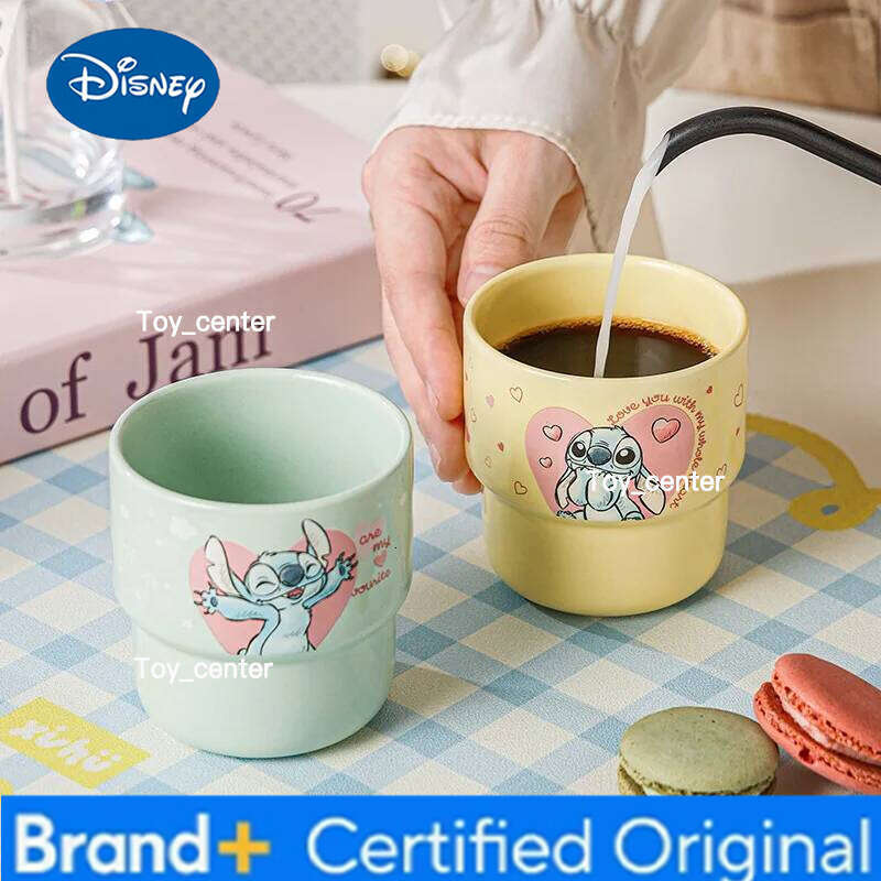 Disney Stitch Cartoon Anime Couples Mug Cute Ceramic Tea Coffee Printing Milk Cup Set Home Decoration Kawaii Gift for Girls H260205