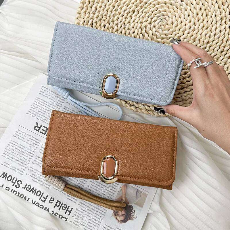New Fashion Large Capacity Women Clutch Zipper Solid Color Coin Purse PU Leather Card Holders Female Tri-fold Long Wallet Z260205