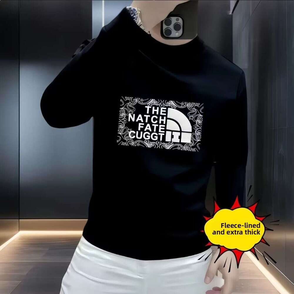 European Style Trendy Brand Printed Heavy Cotton Round Neck Fleece Sweatshirt Men's Korean Version Slim Fit Fashion Versatile Autumn Winter Top