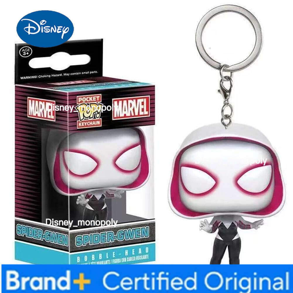 Disney FUNKO POP New Keychain Deadpool Spider-Man Spider-GWen Pendant Goods Toy Figures Pocket Cute Collectible Pendants Model TOYS H260205