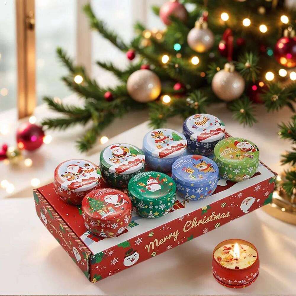 Aromatherapy Candles Santa Claus Snowmen Tin Cans Candle Christmas Decoration for Home Xmas New Year 2025 Navidad H260205