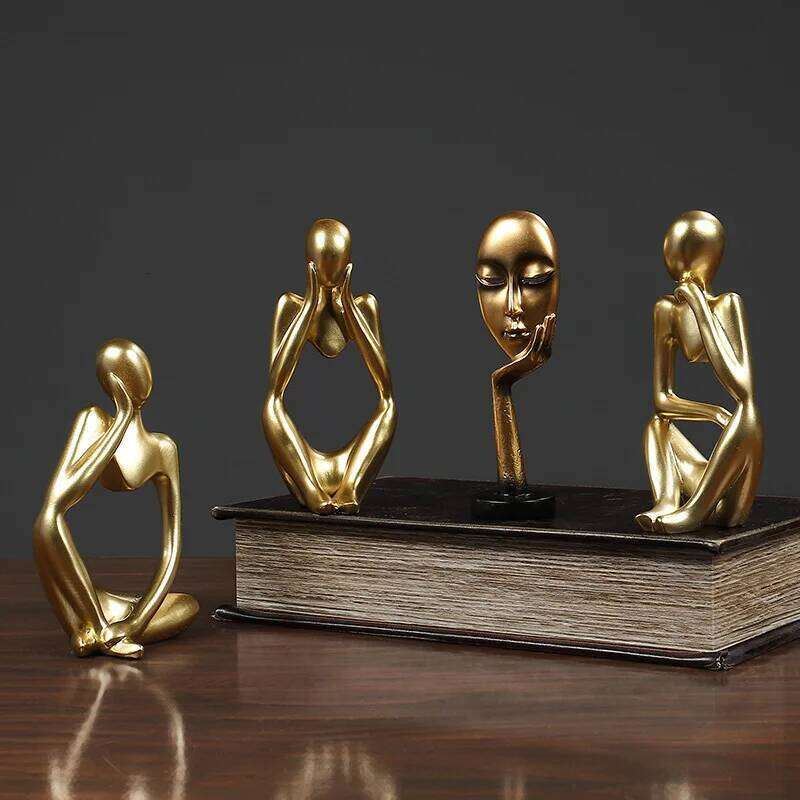 1pcs Explosive Mini Thoughtful Resin Ornaments Nordic Abstract Figures Handicrafts Light Luxury Home Decorations S260204