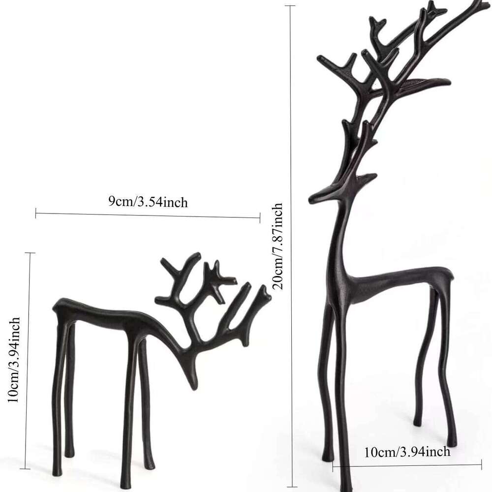 1pc Classic Elegant Black Letter Deer Figurine - Christmas Tree Topper & Year-Round Decor, Durable Plastic Home Gift S260204