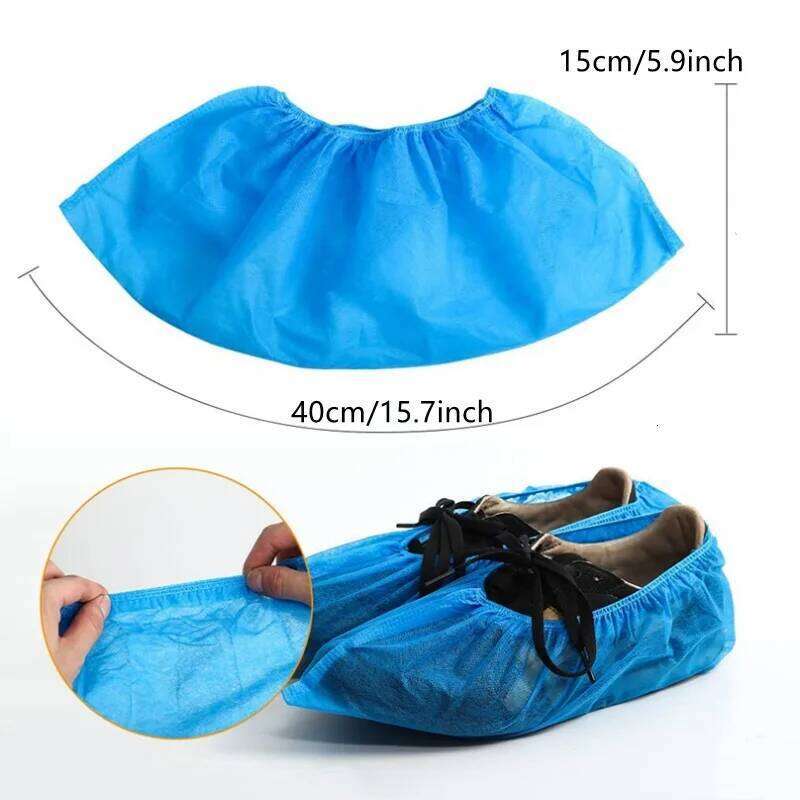 100PCS Disposable Shoe Non-Slip Overshoes Protector Non-Woven Boot Booties Covers for Indoors Outdoors Carpet Floor S260204