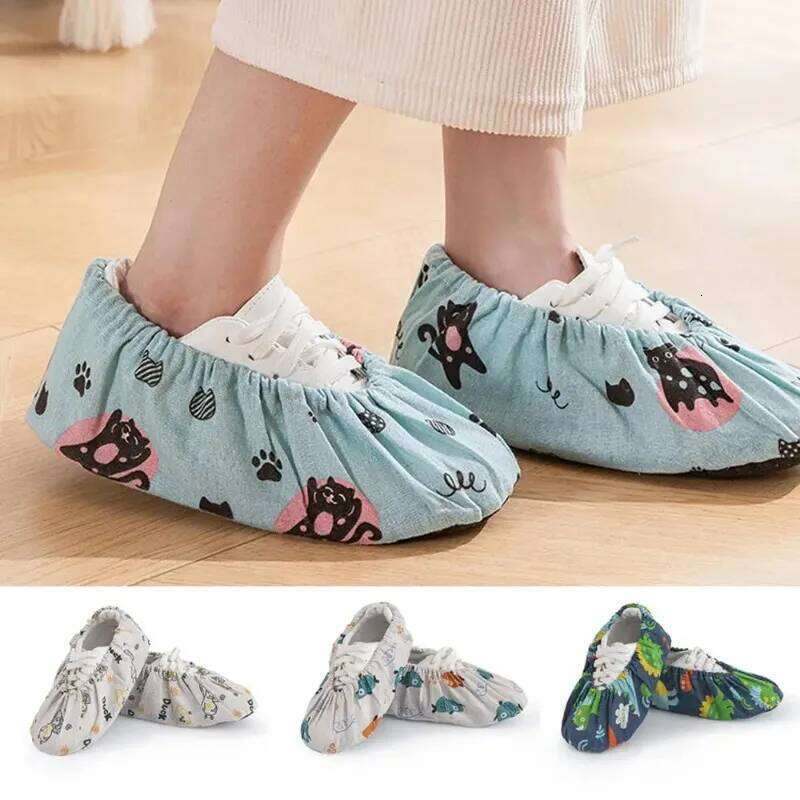 Printing Covers Non-Slip Indoor Shoes Case Reusable Shoe Adult Foot Cover Protector Washable Overshoes Household S260204 131