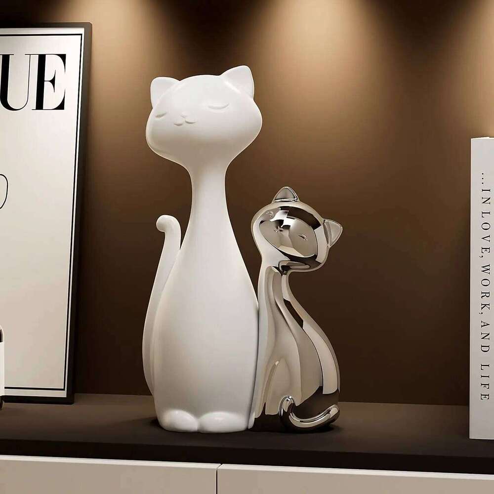 Creative Light Luxury High Grade Cat Ornament Elegant Niche Wine Cabinet Entrance Living Room Decorative Art Craft S260204