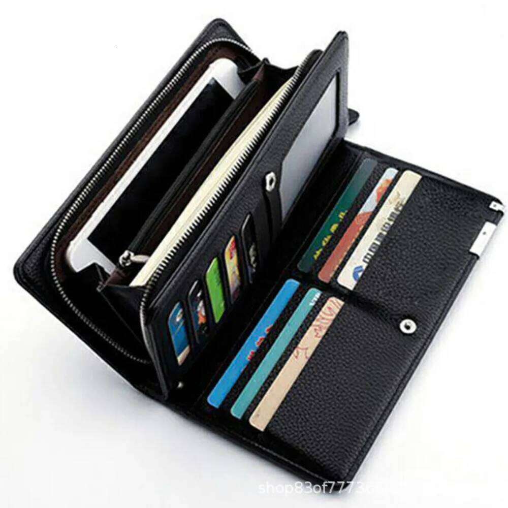 Men's Long Multi-card Slot Card Holder Business Wallet with Zipper Multi Functional PU Leather Coin Purse Man Gift Z260205