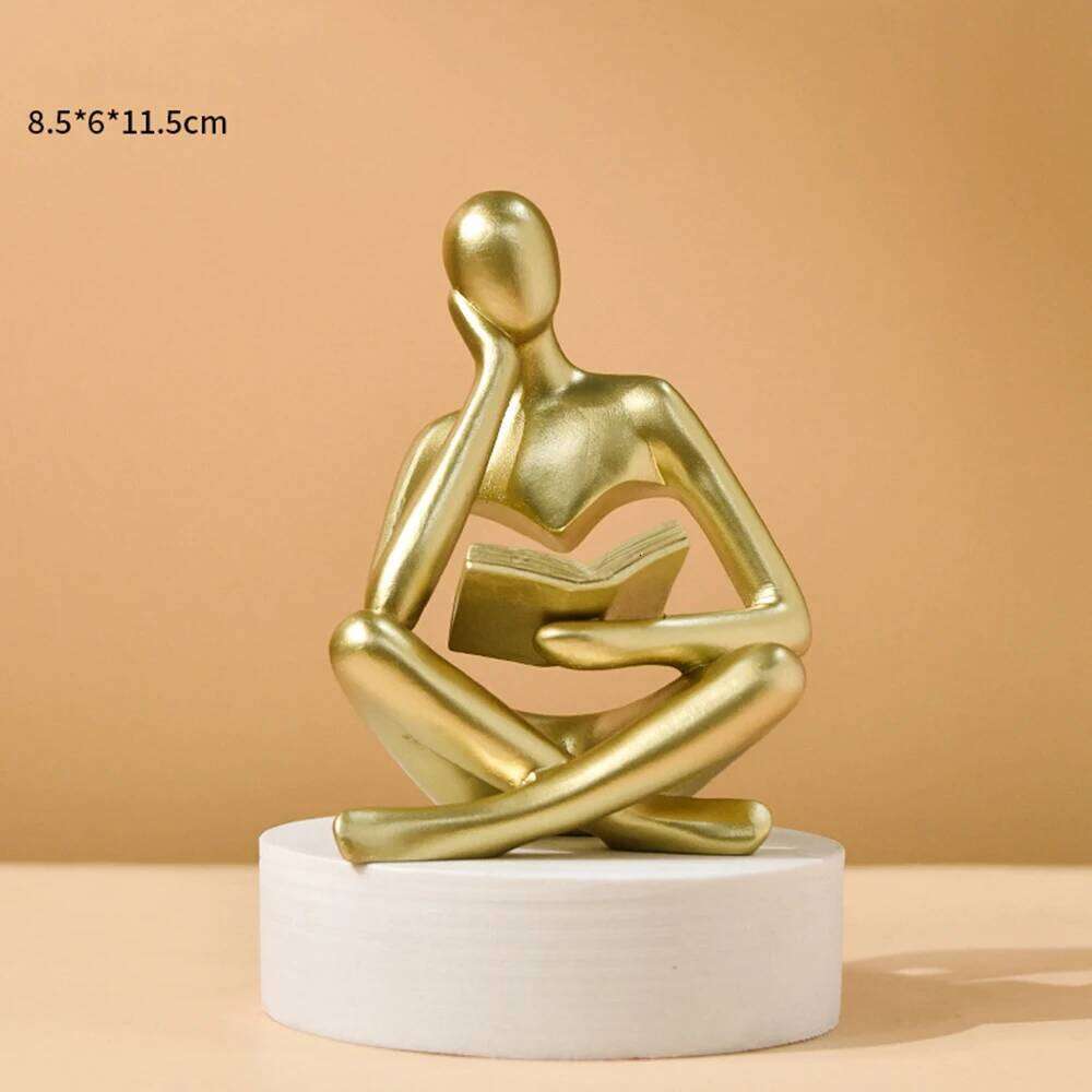 Bookshelf Home Decor - Person Who is Thinking Abstract Thinker Sculpture Figurine Statue Resin Modern Reading Decoration S260204