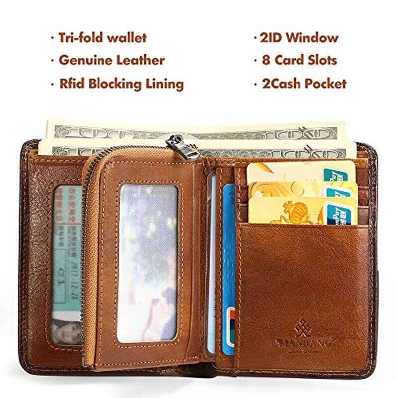 ManBang HOT Genuine Leather Men Small Mini Card Holder Male Wallet Pocket Retro purse wallet for men High Quality Z260205