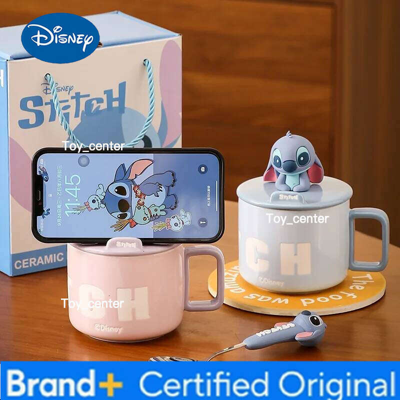 Disney Cute Cartoon Patterned Gift Mug Large Capacity High Quality Office Coffee Cups With Lid Ceramic Breakfast Milk Cup H260205