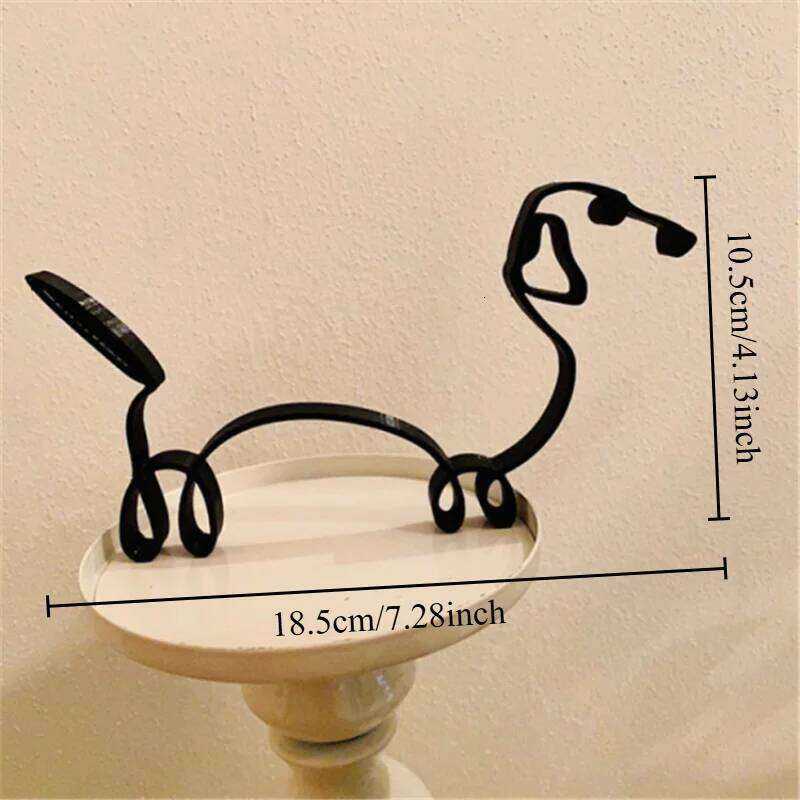 Sculpture Metal Dog Abstract Minimalist Art Iron Figurines Office Desktop Accessories For Home Decoration Cute Miniature S260204