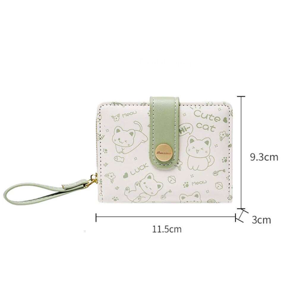 Japanese Cute Little Cat Girls Wallet Short Student Card Holder Money Bag Zipper Wallets For Women Key Storage Coin Purse Z260205