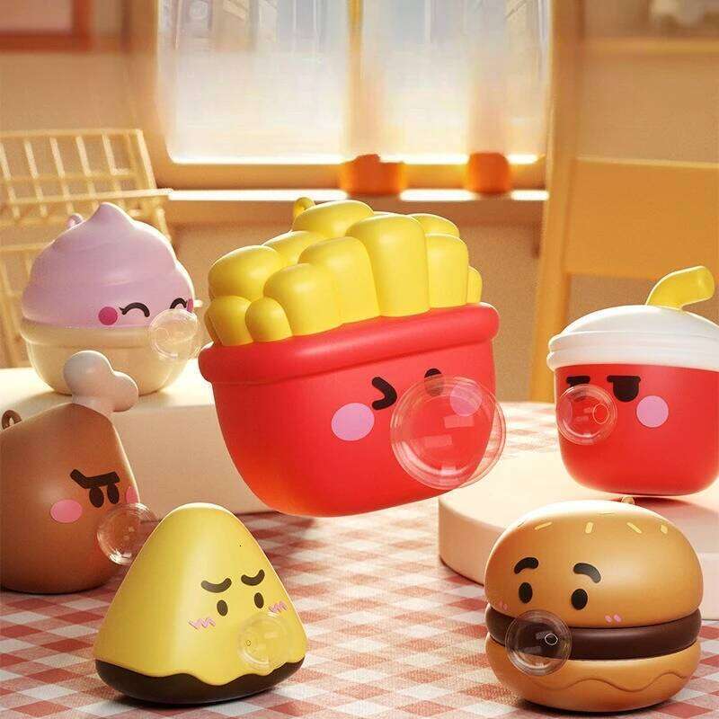 Creative Gourmet Burger French Fries Pinch Decompression Artifact Squeeze Blowing Bubbles Small Ornaments S260204