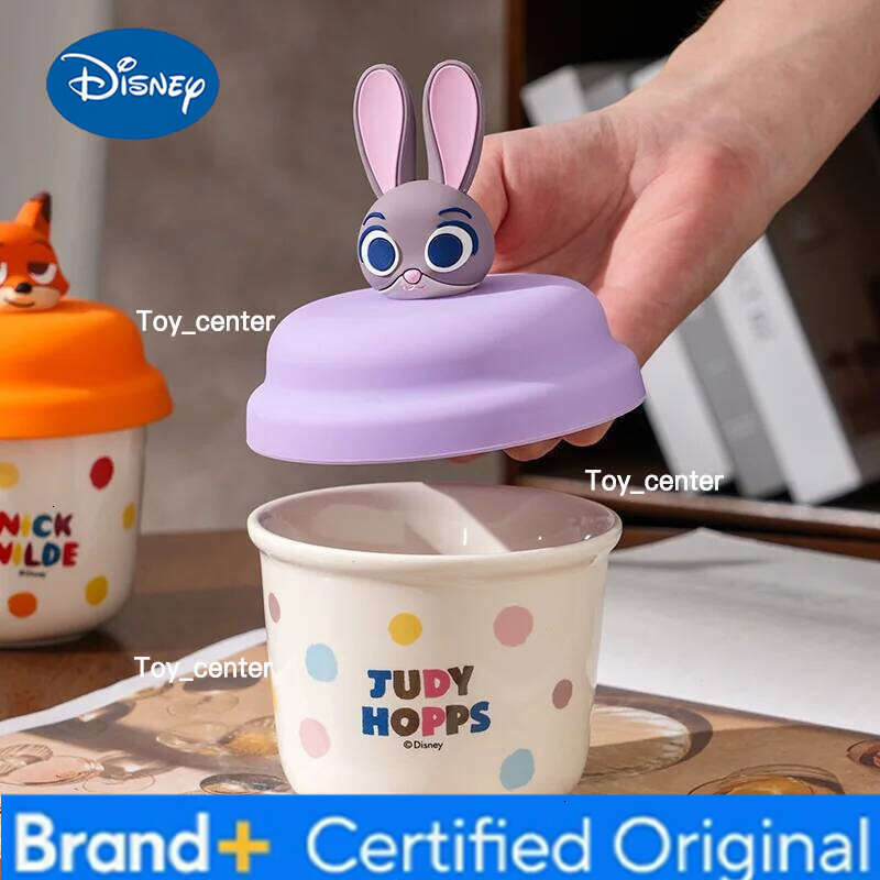 Disney Mug with Lid Zootopia Nick Judy Ceramic Thick Cartoon Cute Figure Dormitory Office Home Coffee Milk Water Cup Couple Gift H260205