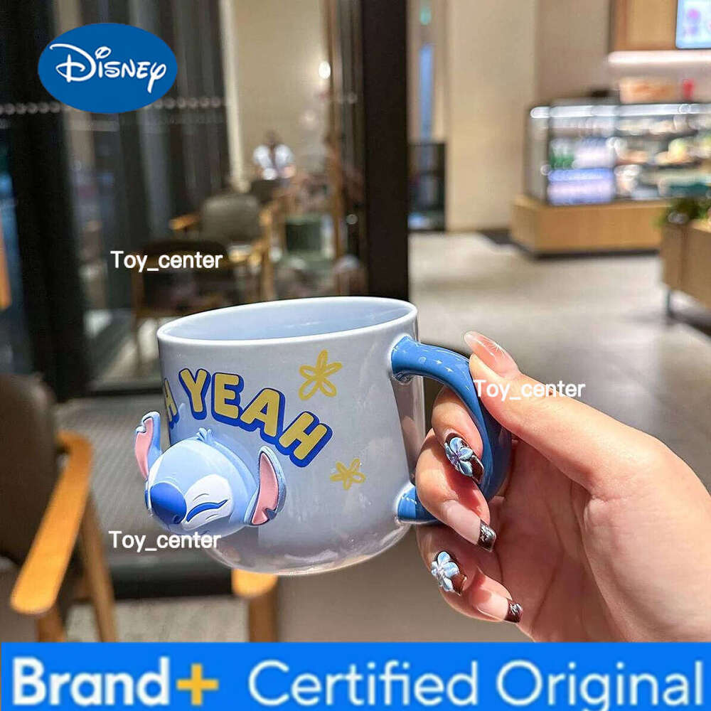 Disney Stitch Ceramic Mug with Handle Household Office Dormitory Student Drinkware High Beauty Cartoon 300 ML Water Cups Birthday Gift H260205