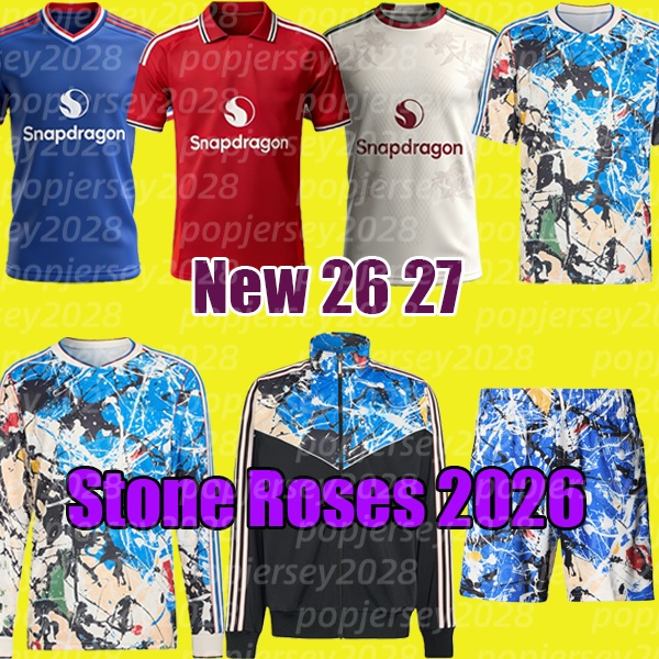 Manchester SESKO MBEUMO CUNHA 25 26 Soccer Jerseys football shirtstracksuit Jacket men kids kits Pre match goalkeeper Training United Stone Roses 2026 men shorts
