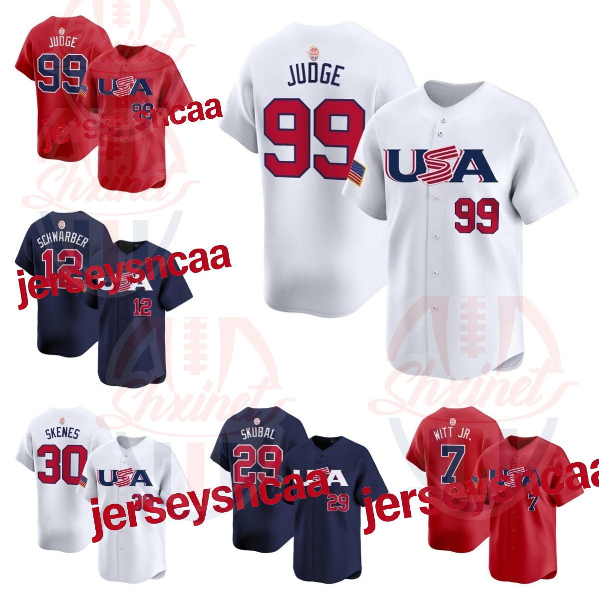 4 Crow-Armstrong Aaron Judge Team USA 2026 World Baseball Classic Jersey J.T. Realmuto Paul Skenes Corbin Carroll WBC Pete Alonso Cal Raleigh
