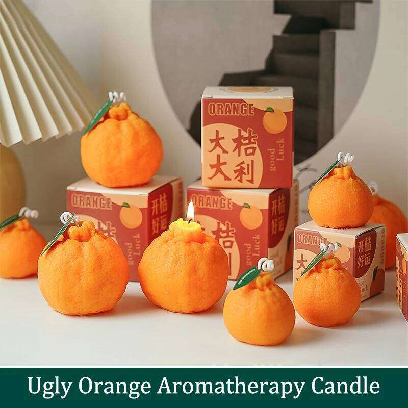 Ugly Orange Aromatherapy Candles Realistic Fruit Wedding Party DIY Fashion Photo Props Guest Gifts Desktop Decorations S260204