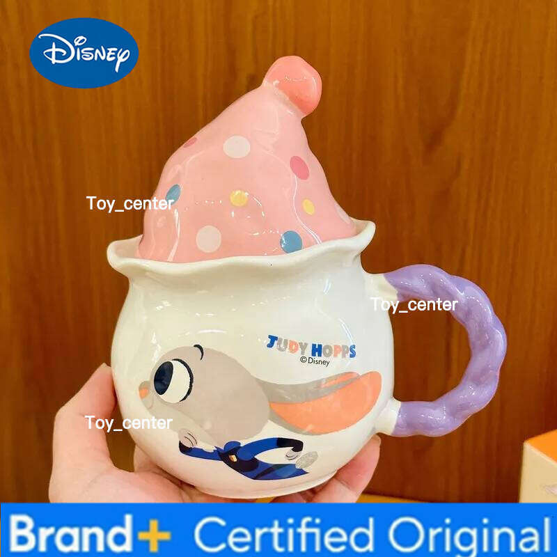 Disney Authentic Zootopia Cartoon Ceramic Mug Cute Judy & Nick Character Design Home Coffee Cup Gift For Kids Fans H260205