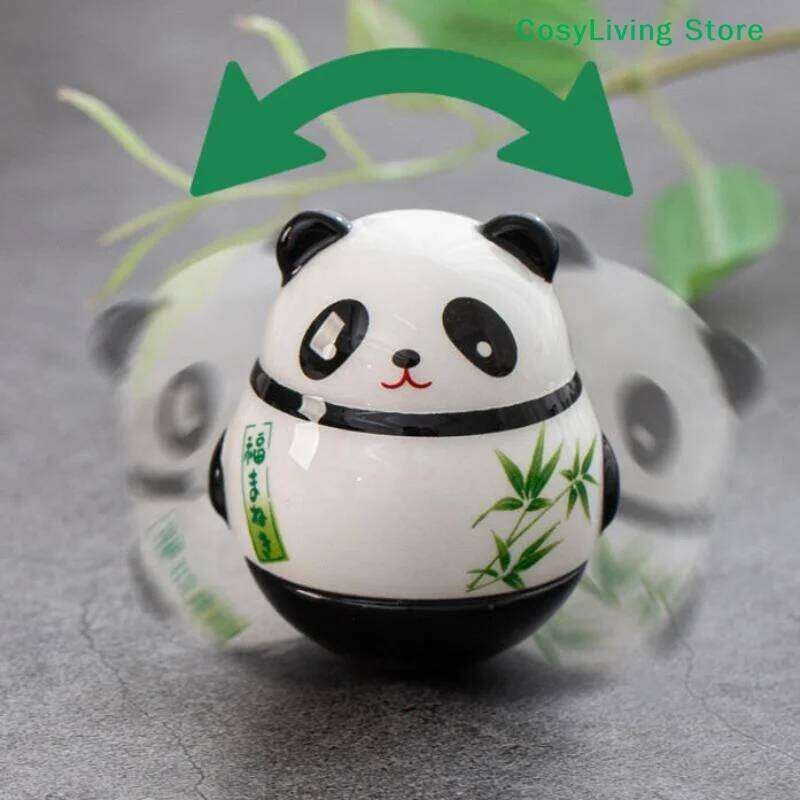 Doll Japanese Ceramic Crafts Panda Tumbler Toy Lucky Charm Fortune Ornament Landscape Home Office & Desk Decor