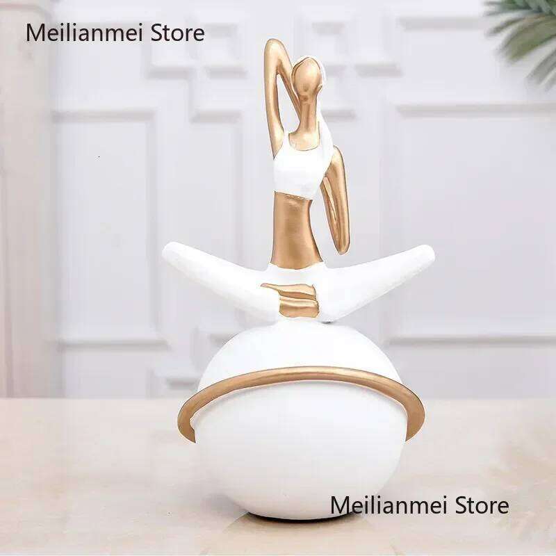 Desktop Decoration Trinkets Resin Figure Statue Decorative Figurines Home Decor Cute Girl Yoga Ornaments Gift S260204