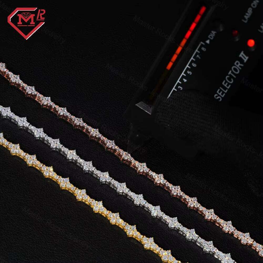 Cross Tennis S925 Yellow Gold/Rose Gold/Silver VVS Iced Out Custom Moissanite Bracelet