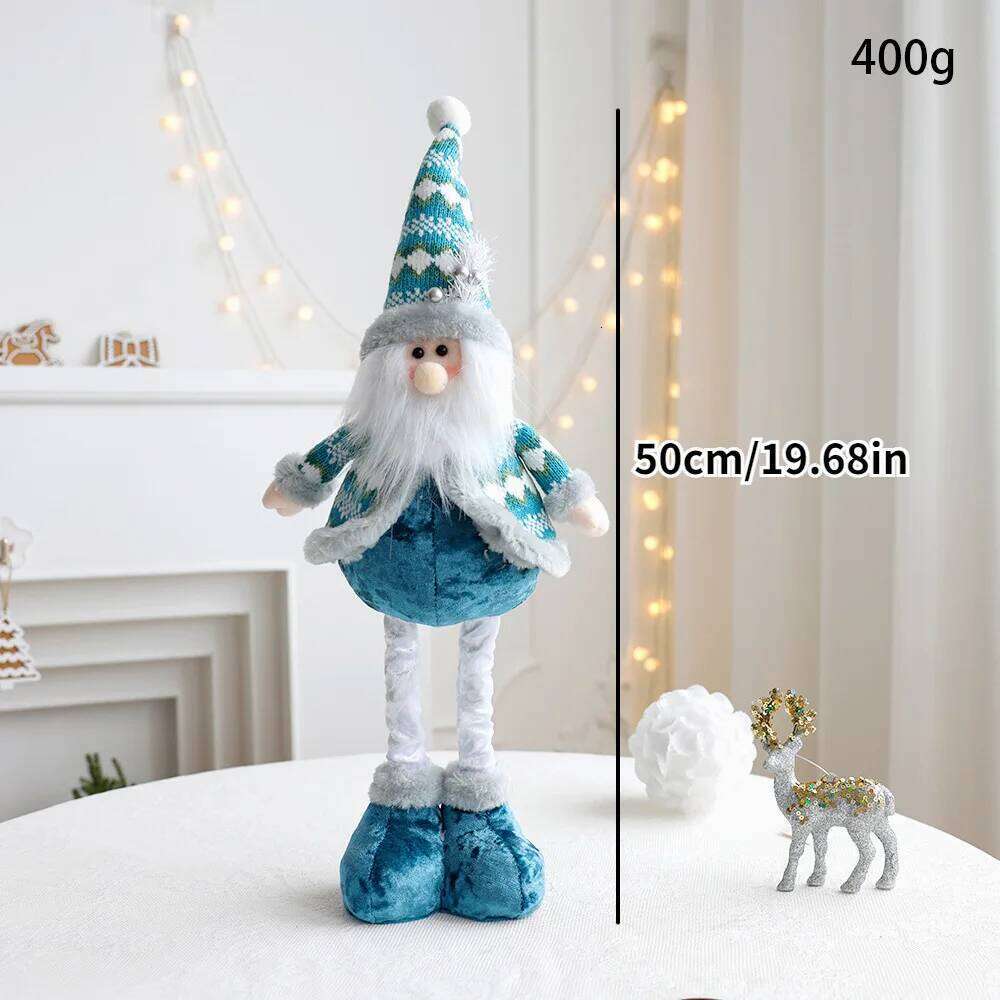 Telescopic Santa Snowman Reindeer Blue Doll, Stretchable Christmas Decor Figure Ornament Toy Gift for Kids Home Xmas Party S260204