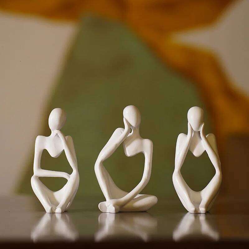 DIY Art Simple European Abstract Human Body Thinker Ornament Sculpture Resin Gypsum Home Decoration Candle Silicone Mold S260204