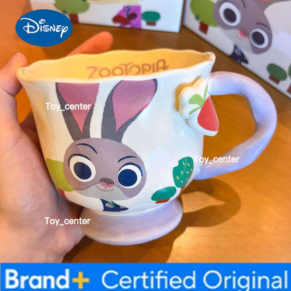 Disney anime Zootopia Nick and Judy 380ml ceramic mug decoration kawaii Household milk Surrounding couple water cup birthday gift H260205