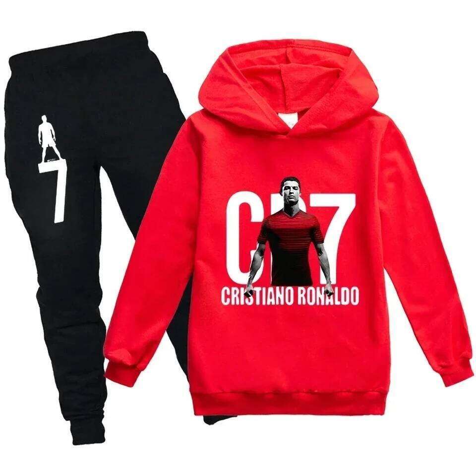 3-12 Years Spring Autumn Football CR7 Print Hoodie +Pants Suit Boy Sweatshirt 2pcs Sets Children Set Trousers Suits Kid Clothes X260205 - view 3